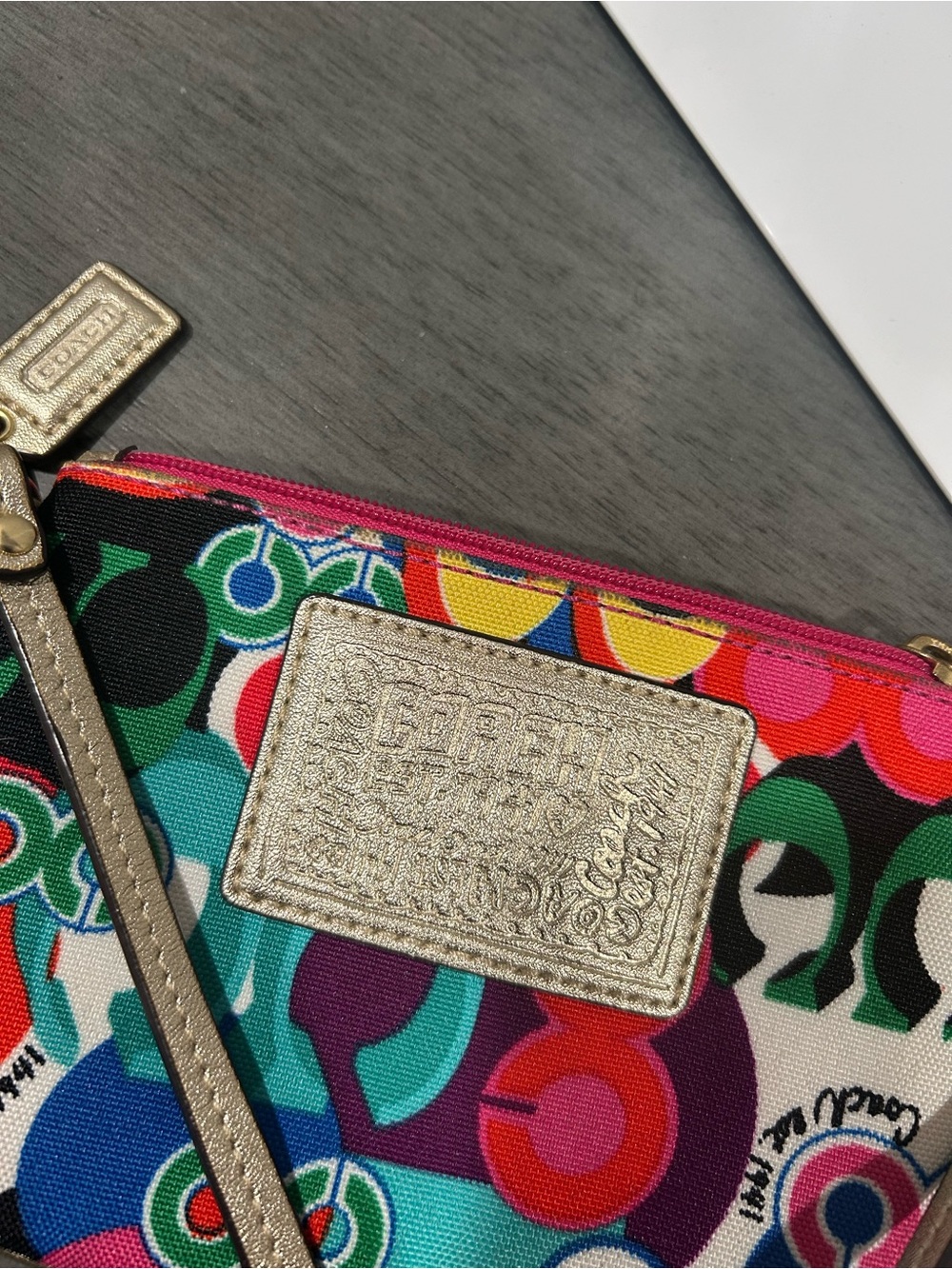 Coach Multicolor Signature Pop Wristlet with Gold Hardware - Picture 4 of 6
